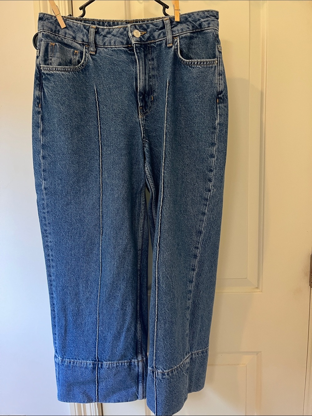 Zara Blue Wide-Leg Flare Jeans